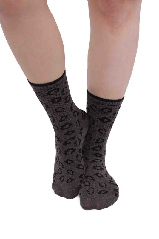 SİMİSSO - Desenli Kadın Soket Çorap 958 | Kahverengi