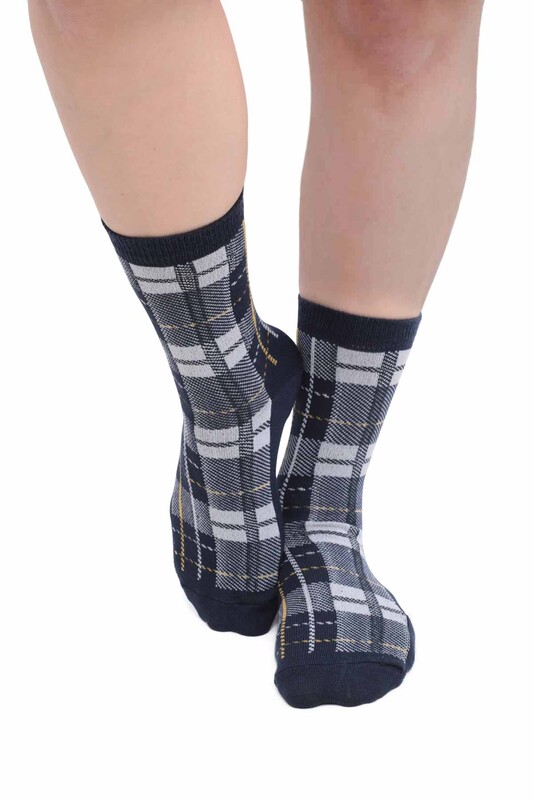 SİMİSSO - Desenli Kadın Soket Çorap 957 | Lacivert