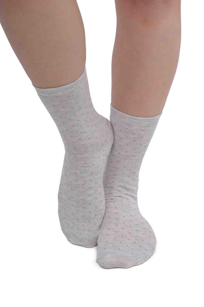 Nokta Desenli Kadın Soket Çorap | Gri