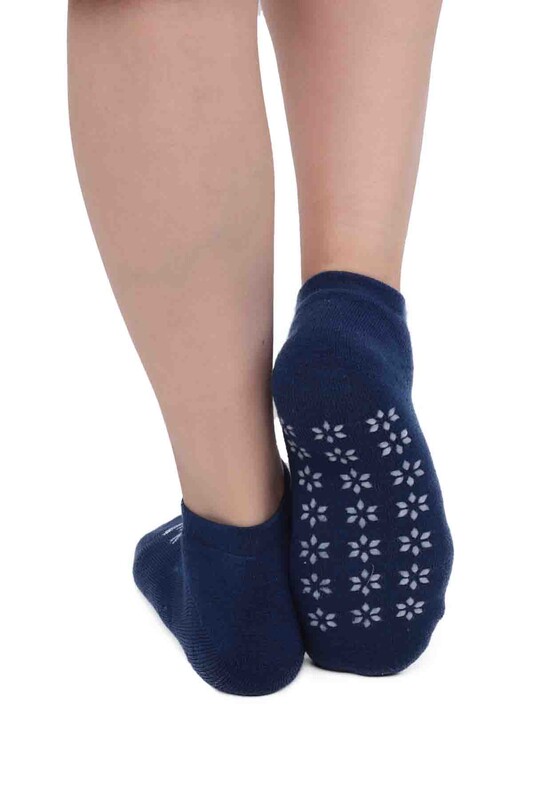 Kar Tanesi Desenli Kadın Termal Havlu Patik Çorap 3060 | Mavi - Thumbnail