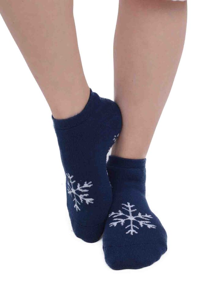 Kar Tanesi Desenli Kadın Termal Havlu Patik Çorap 3060 | Mavi