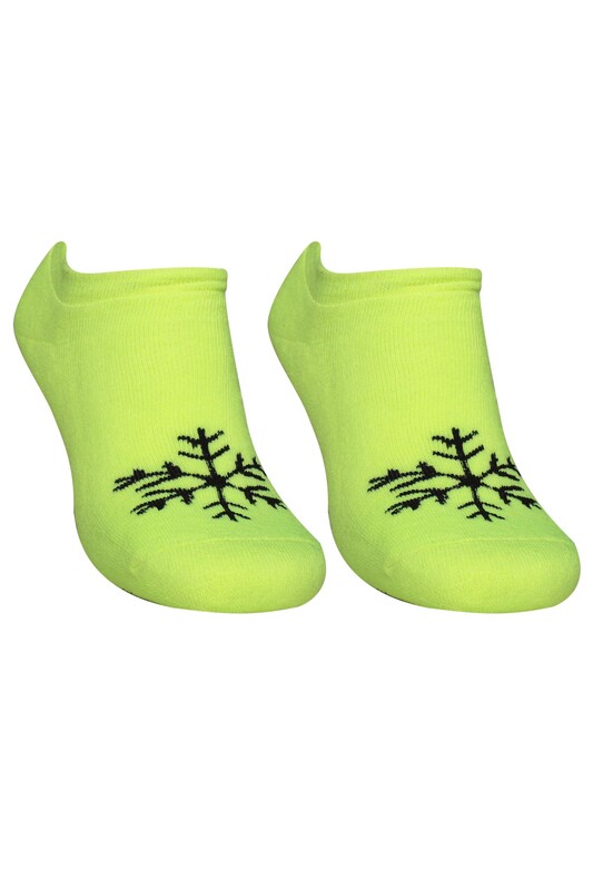 SİMİSSO - Kar Tanesi Desenli Kadın Termal Havlu Patik Çorap 3060 | Sarı