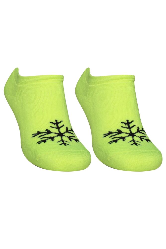 Kar Tanesi Desenli Kadın Termal Havlu Patik Çorap 3060 | Sarı