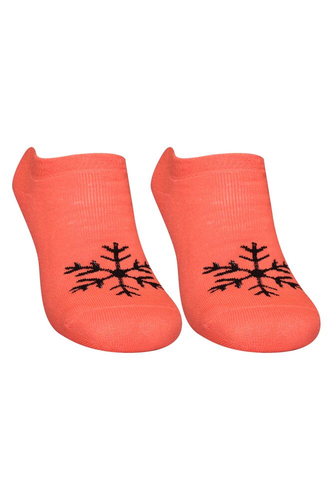 Kar Tanesi Desenli Kadın Termal Havlu Patik Çorap 3060 | Turuncu
