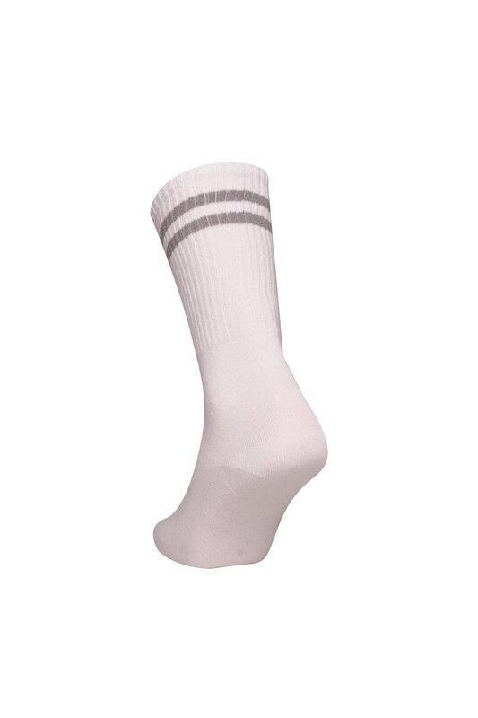 Dizaltı Kadın Günlük Çorap 9427 | Beyaz Gri - Thumbnail
