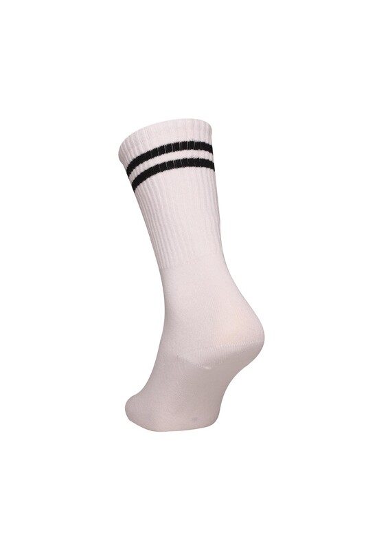 Dizaltı Kadın Günlük Çorap 9427 | Beyaz Siyah - Thumbnail