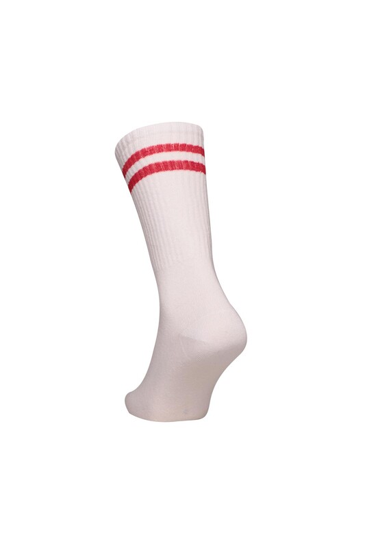 Dizaltı Kadın Günlük Çorap 9427 | Beyaz Kırmızı - Thumbnail