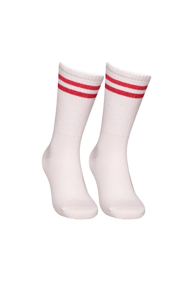 Dizaltı Kadın Günlük Çorap 9427 | Beyaz Kırmızı