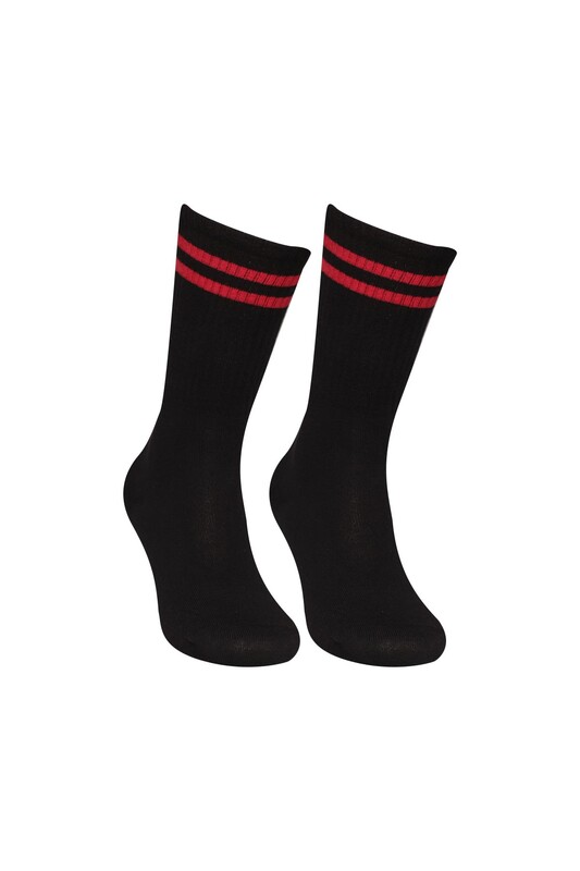 SOFT - Dizaltı Kadın Günlük Çorap 9427 | Siyah Kırmızı