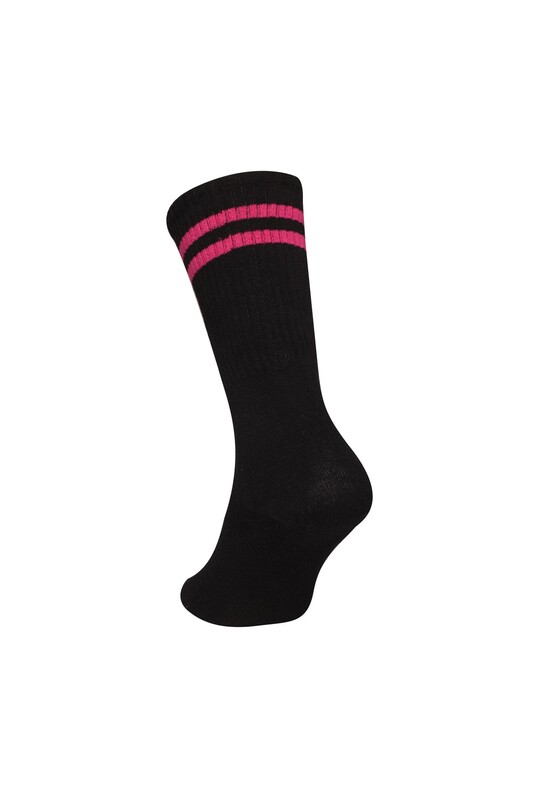 Dizaltı Kadın Günlük Çorap 9427 | SiyahFuşya - Thumbnail