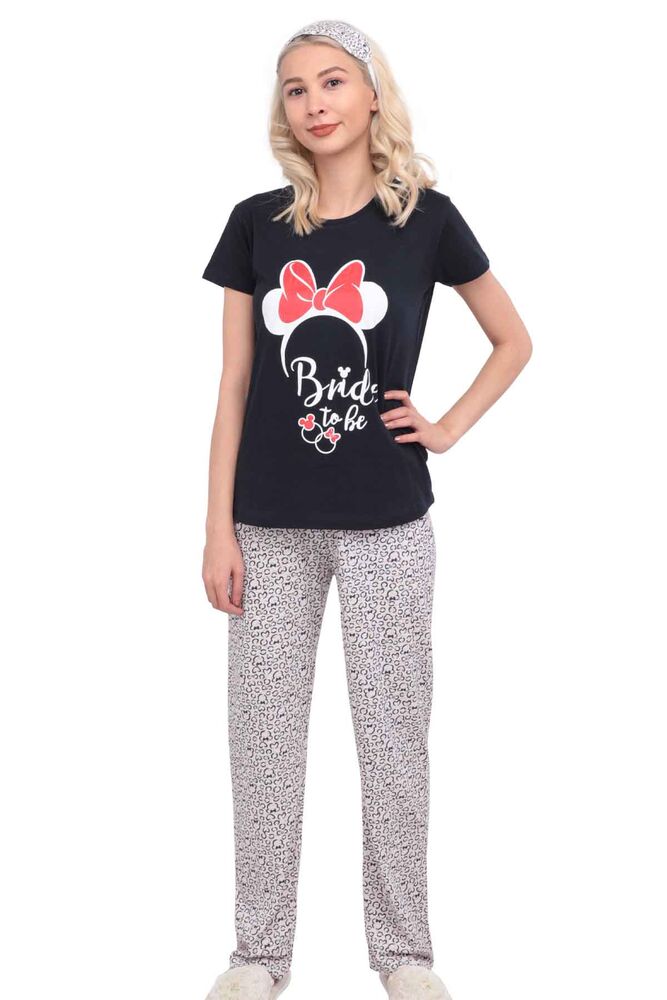 Calimera Baskılı Kısa Kollu Pijama Takımı | Siyah