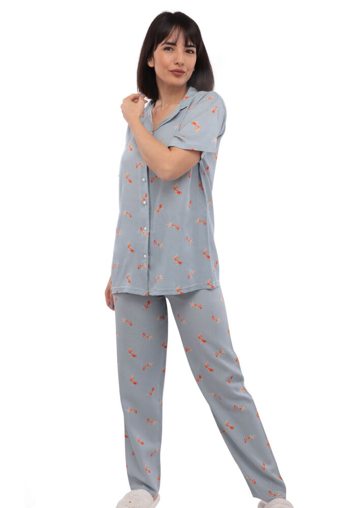 Işılay Balık Desenli Kadın Pijama Takımı 7352 | Mavi