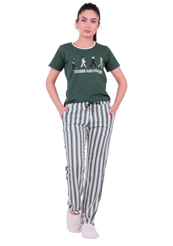 Jiber Kadın Kısa Kollu Pijama Takımı 3612 | Yeşil