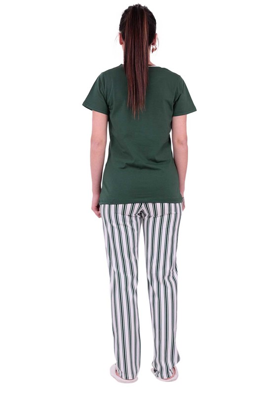 Jiber Kadın Kısa Kollu Pijama Takımı 3612 | Yeşil - Thumbnail