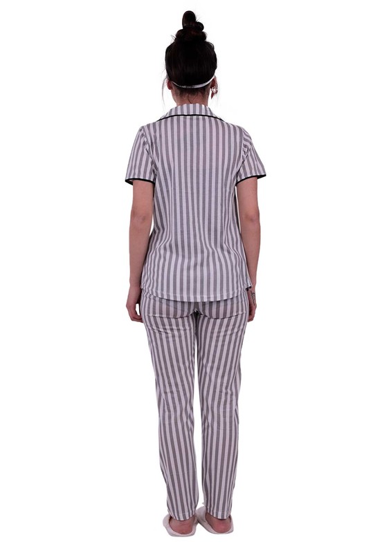 Snc Çizgili Gömlek Pijama Takımı 8002 | Gri - Thumbnail