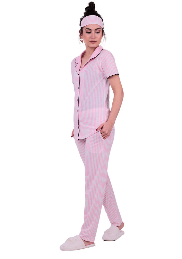 Snc Çizgili Gömlek Pijama Takımı 8002 | Pembe