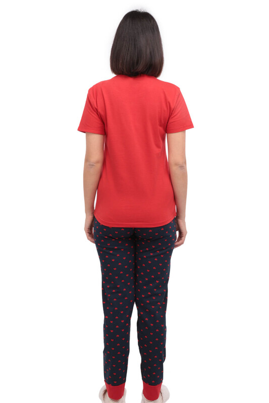 Sude Ayıcıklı Kısa Kollu Pijama Takımı 2912 | Kırmızı - Thumbnail