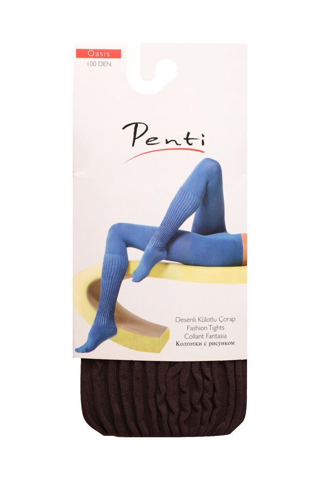 Penti Desenli Külotlu Çorap 100 Den | Kestane