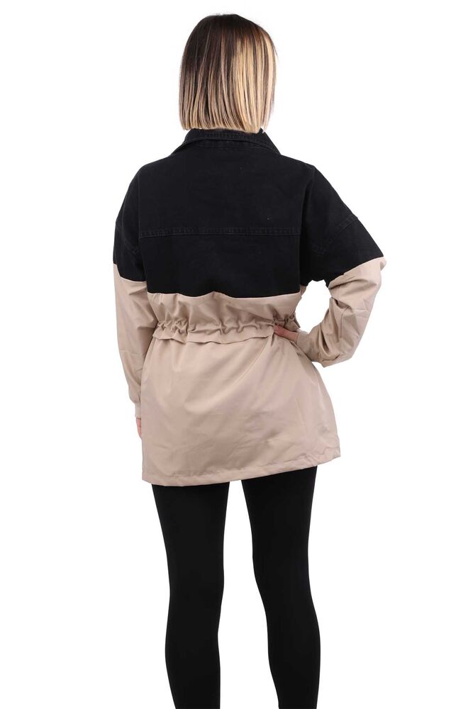 Parçalı Kadın Kot Ceket 7634 | Siyah