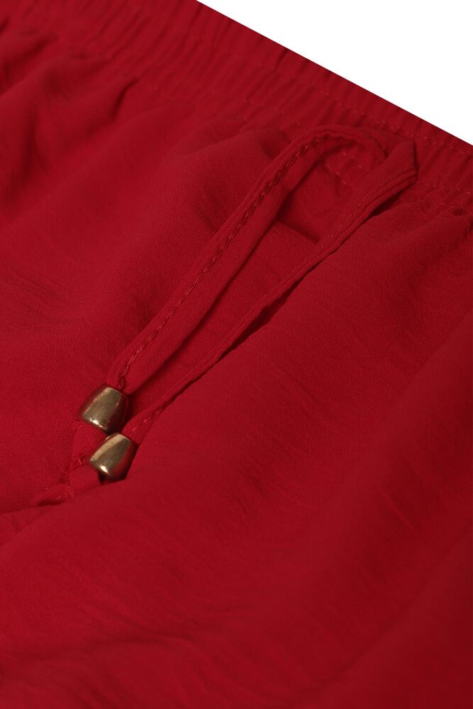 Beli Lastikli Kadın Pantolon 9136 | Kırmızı