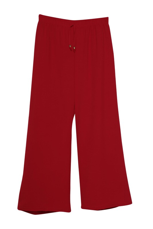DRN - Beli Lastikli Kadın Pantolon 9136 | Kırmızı
