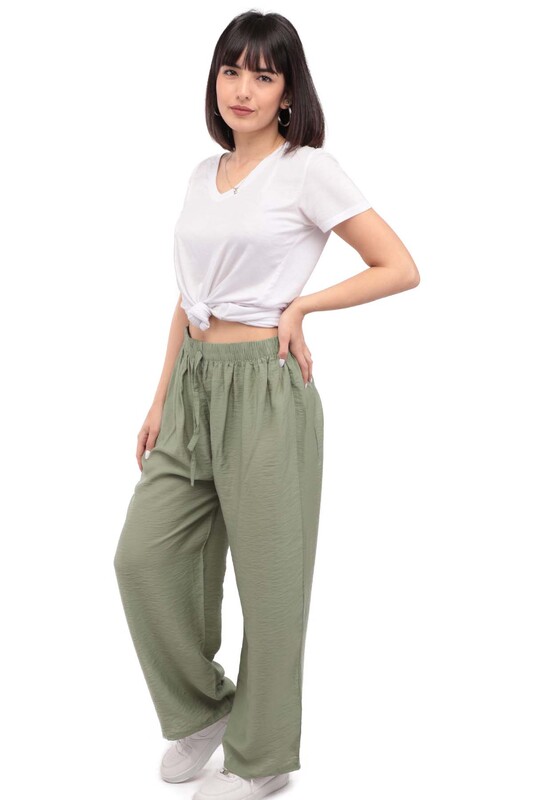 Kadın Bol Paça Pantolon | Yeşil - Thumbnail