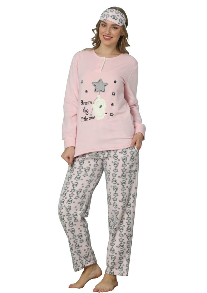 Arcan Yıldız Desenli Polar Pijama Takımı 2216 | Mavi