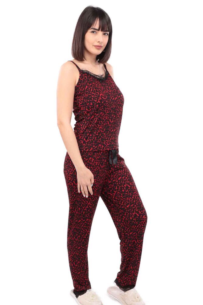 Arcan Desenli İp Askılı Kadın Pijama Takımı | Kırmızı