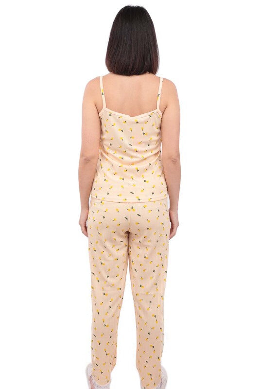 Arcan Limon Desenli İp Askılı Kadın Pijama Takımı 13 | Somon - Thumbnail