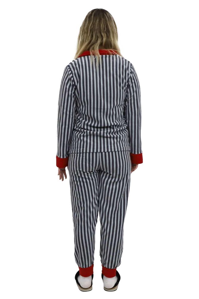 Çizgili Polar Kadın Pijama Takımı 9043 | Gri