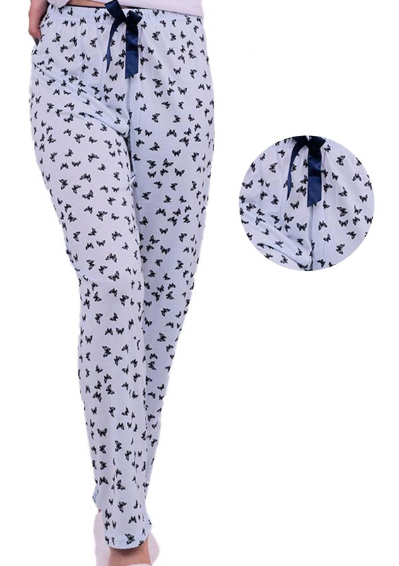 Kelebek Desenli Pijama Altı 20103 | Mavi - Thumbnail
