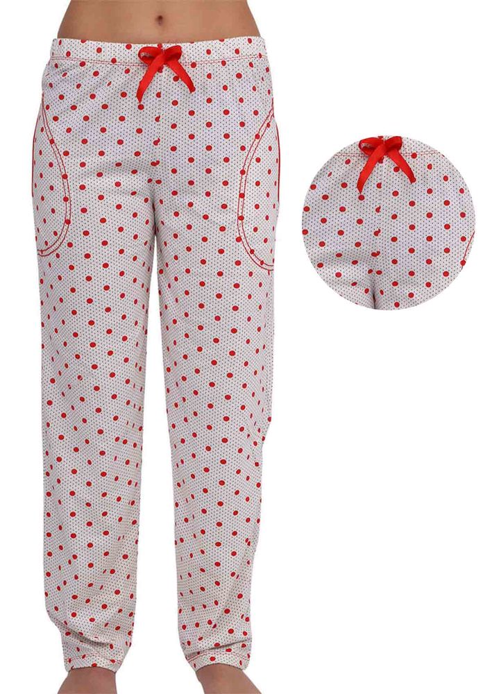 Boru Paçalı Puantiyeli Pijama Altı 034 | Kırmızı