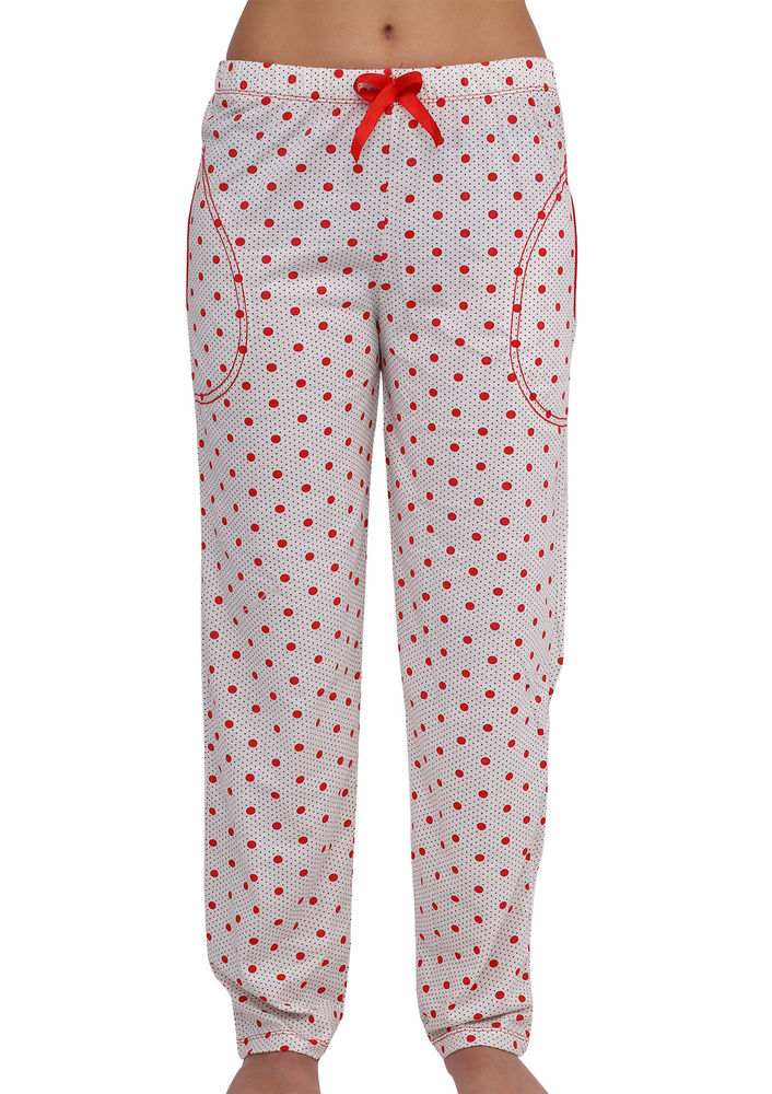 Boru Paçalı Puantiyeli Pijama Altı 034 | Kırmızı
