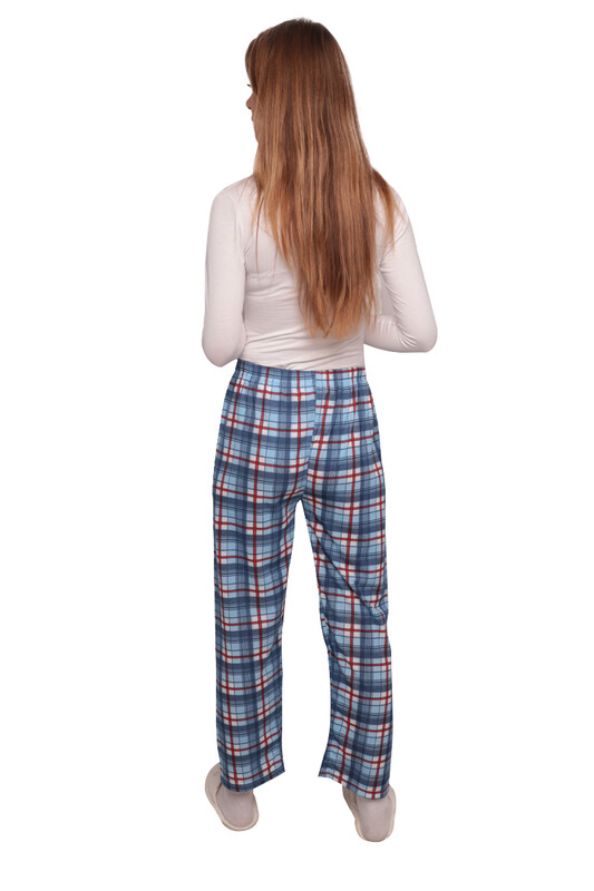 Ekoseli Kadın Pijama Altı | Mavi - Thumbnail