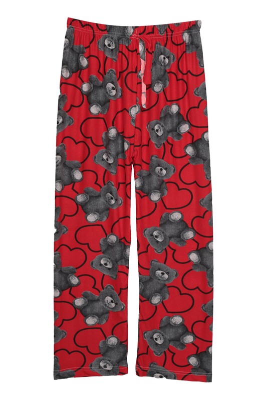 ARSEL - Baskılı Süet Kadın Pijama Altı 3155-3 | Kırmızı