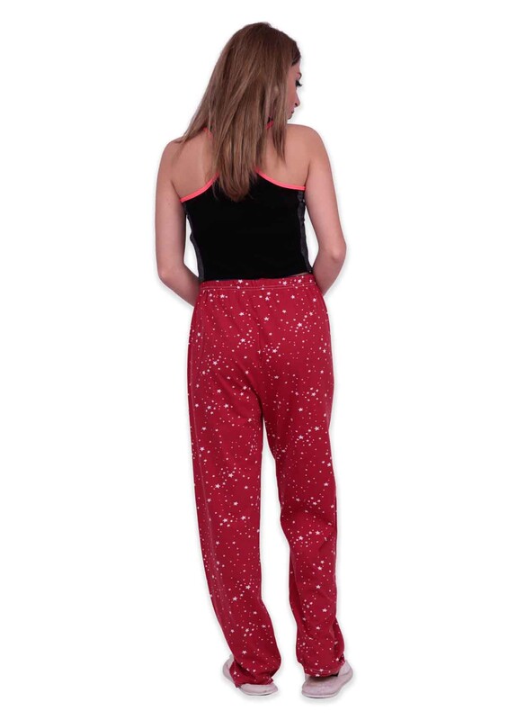 Yıldız Baskılı Kadın Pijama Altı | Kırmızı - Thumbnail