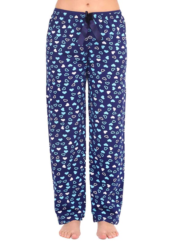 Kalpli Kurdeleli Bol Paçalı Pijama Altı 003 | Mavi - Thumbnail