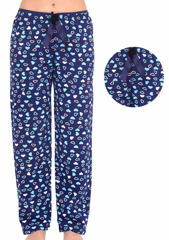 Kalpli Kurdeleli Bol Paçalı Pijama Altı 003 | Mavi