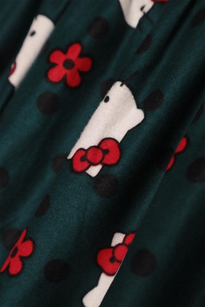 Kedi Baskılı Süet Kadın Pijama Tek Alt 1569-4 | Yeşil
