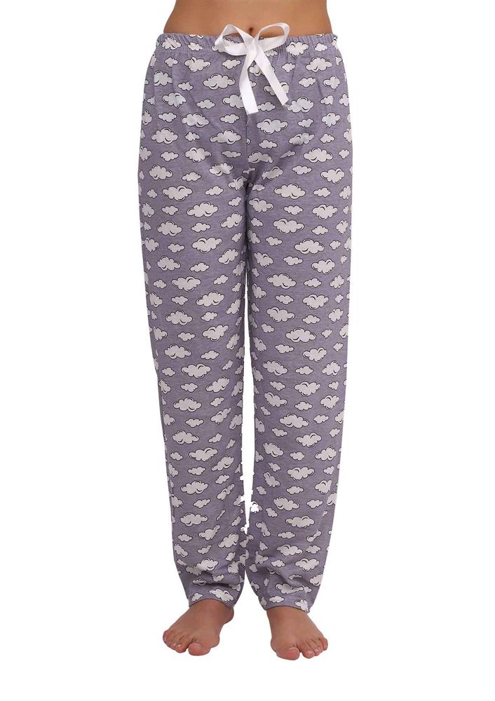 Kurdeleli Bulutlu Dar Paçalı Pijama Altı 005 | Lila