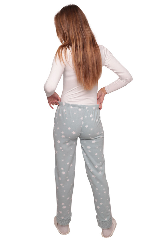 Yıldızlı Cepli Kadın Polar Pijama Alt 2322 | Yeşil - Thumbnail
