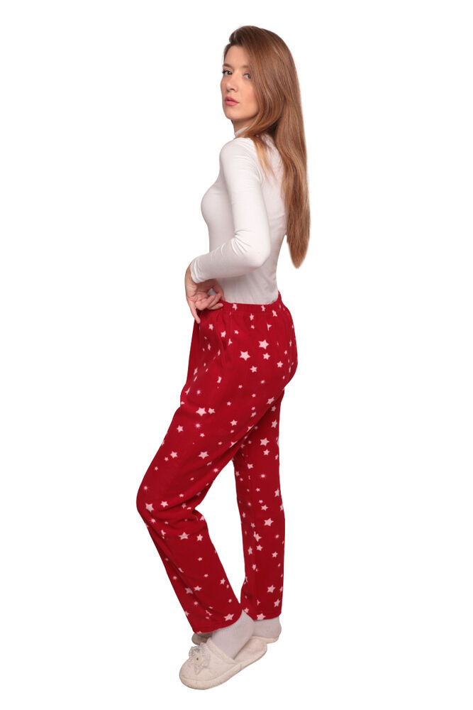 Yıldızlı Cepli Kadın Polar Pijama Alt 2322 | Kırmızı