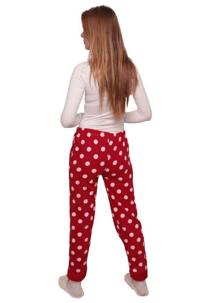Puantiyeli Cepli Kadın Polar Pijama Altı 5544 | Kırmızı