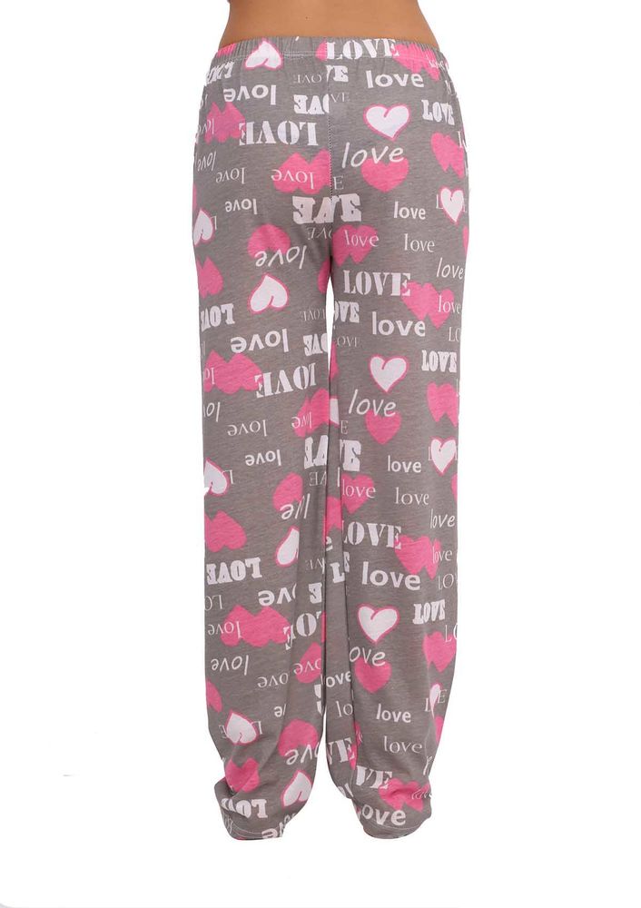 Boru Paçalı Kalpli Love Yazılı Pijama Altı 2113 | Gri