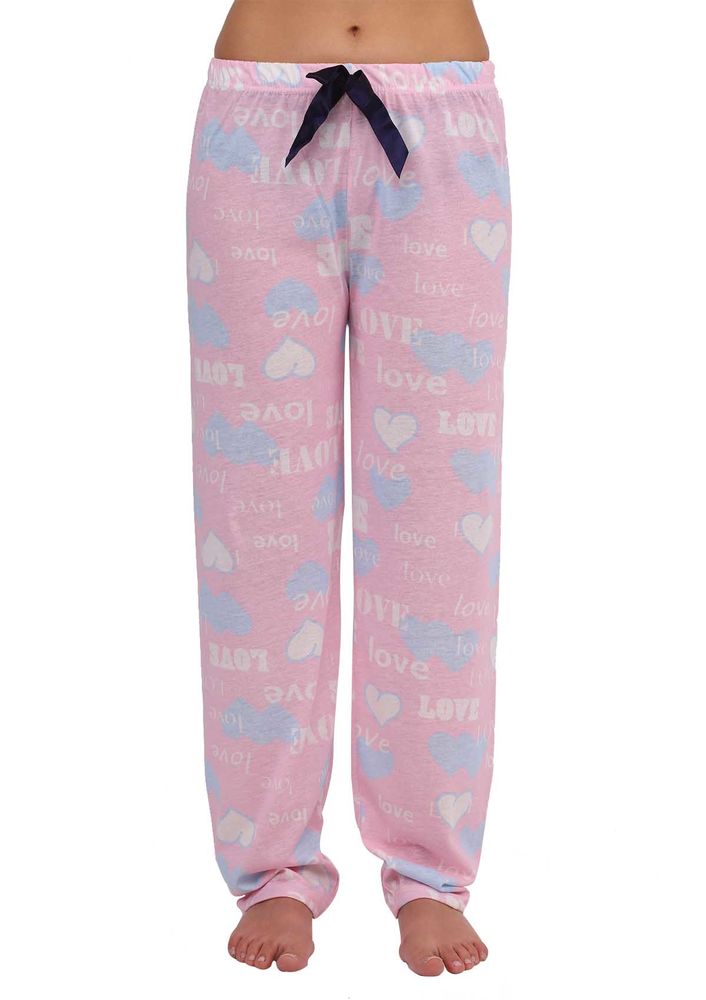 Boru Paçalı Kalpli Love Yazılı Pijama Altı 2113 | Mavi