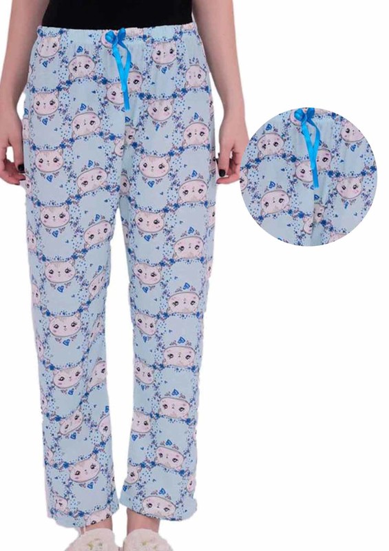 Boru Paçalı Çizgi Karakter Desenli Pijama Altı 547 | Mavi - Thumbnail