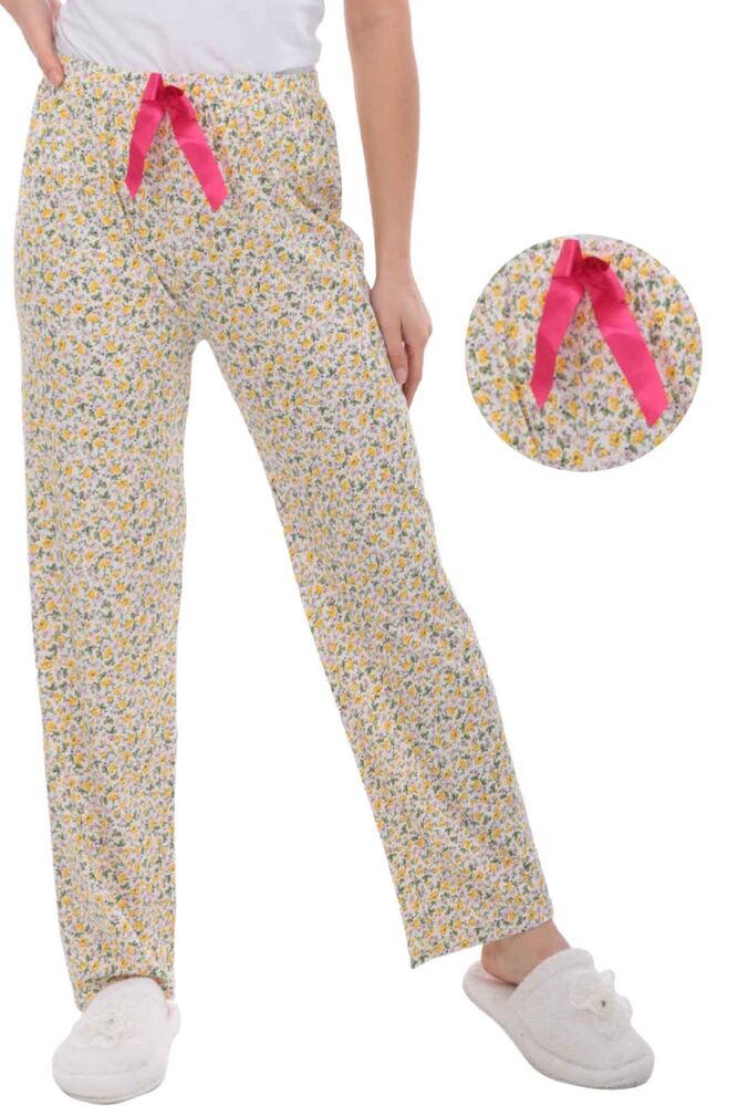 Çiçek Baskılı Kadın Pijama Altı 910 | Sarı