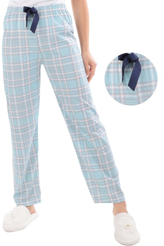 Çizgili Kadın Pijama Altı 1410 | Mavi - Thumbnail