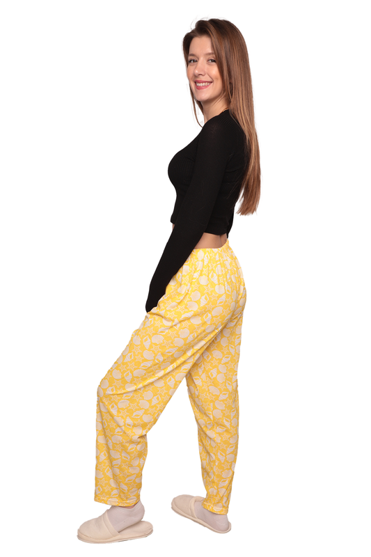 Baskılı Kadın Pijama Altı 5508 | Sarı - Thumbnail