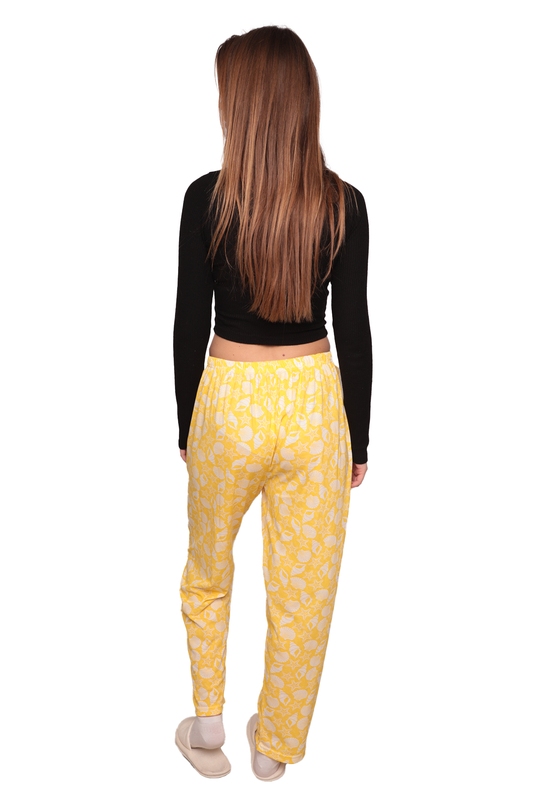 Baskılı Kadın Pijama Altı 5508 | Sarı - Thumbnail